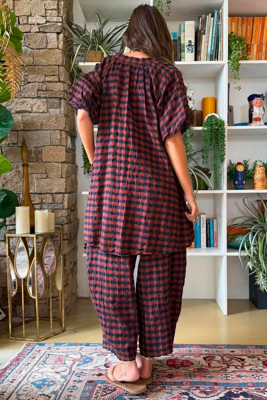 Bibi Gingham Pocket Tunic Rust